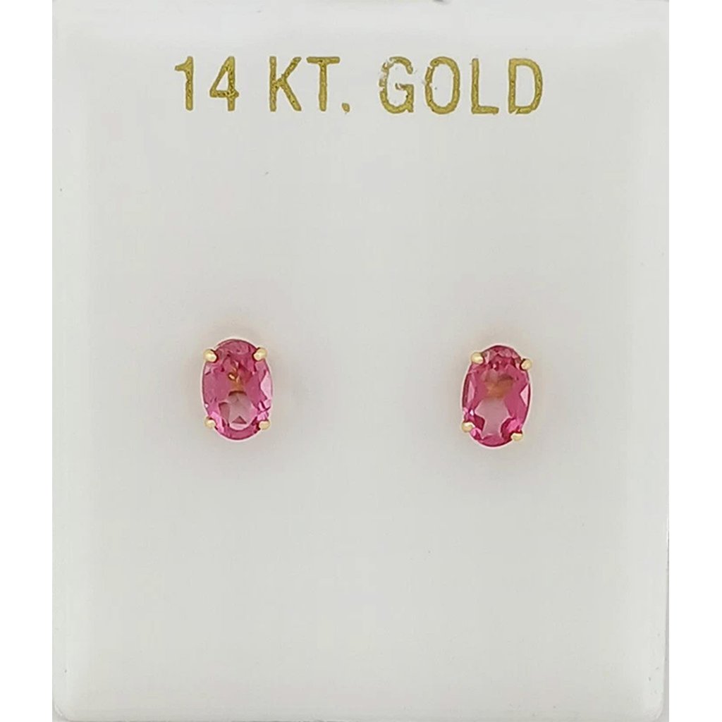 Genuine 1.14 Cts Pink Sapphire Stud Earrings 14k Gold
